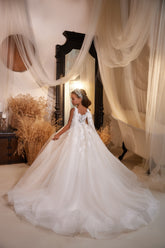 Pentelei Couture Flower Girl & Pageant Dress - Floral Appliqué Special Occasion Gown